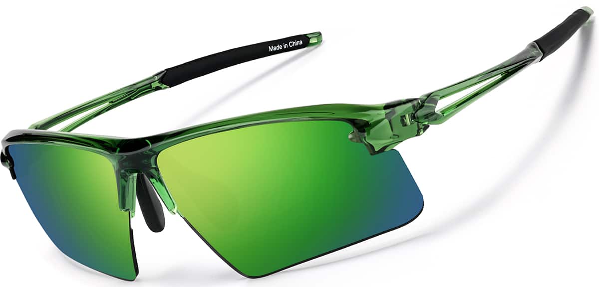Angle view of Wrap-Around Sports Sunglasses T99982424 in Green