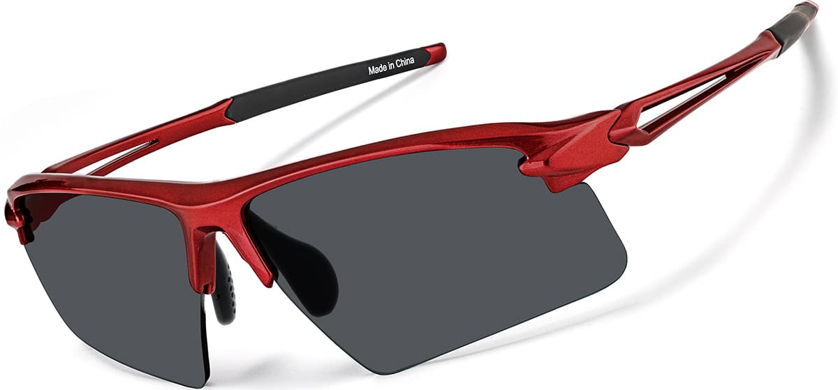 Angle view of Wrap-Around Sports Sunglasses T99991812 in Red