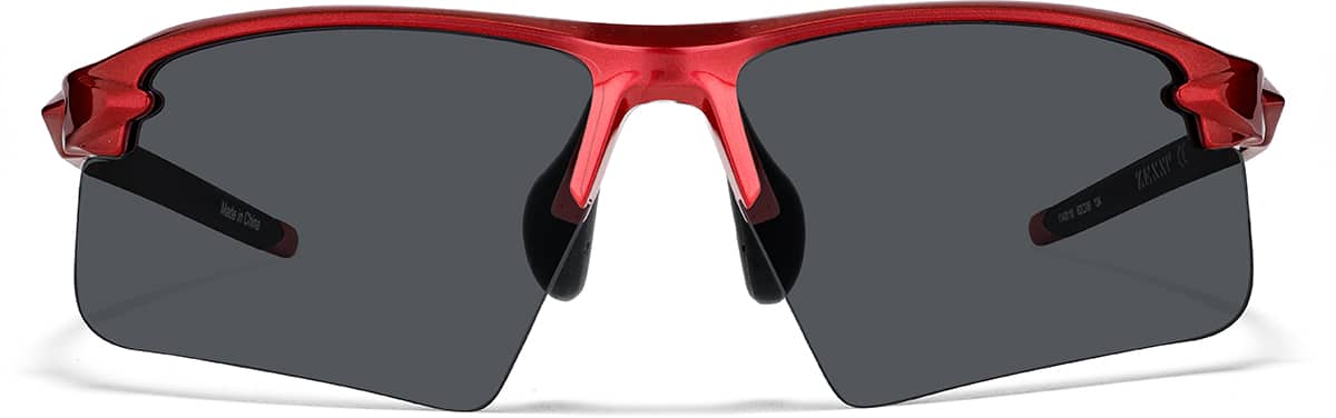 Front view of Wrap-Around Sports Sunglasses T99991812 in Red